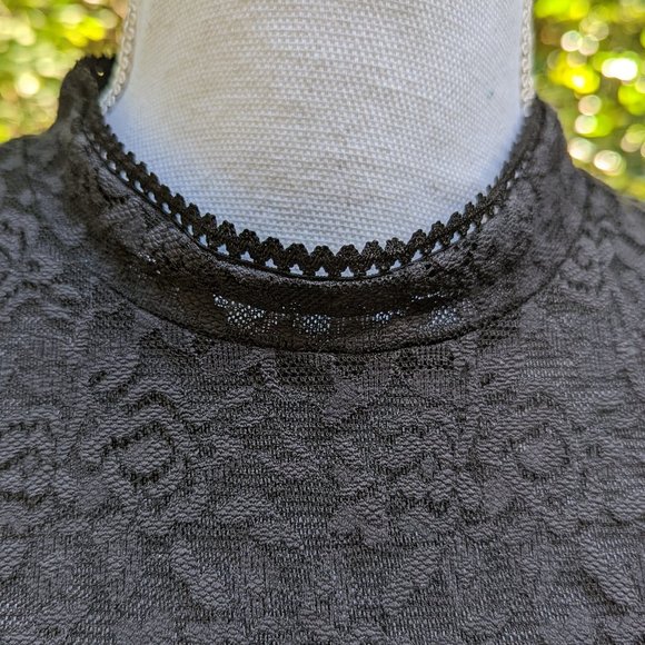 JONATHAN SIMKHAI Stretch Lace Bodysuit Long Sleeves in Semi Sheer Black Sz Small - Picture 10 of 11